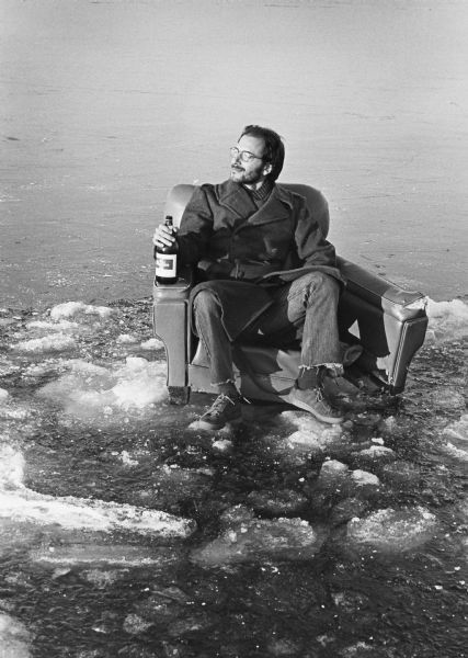1979 - Sitting on Lake Mendota ice